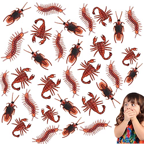 90 pcs Realistische Bugs Kunststoff Fake Bug Trick Spielzeug,Cockroach Toy,Scorpion,Centipede April Fools realistische Insekt Spielzeug für Halloween Dekoration Geschenk Tease Streich Requisiten von SIEBOLD