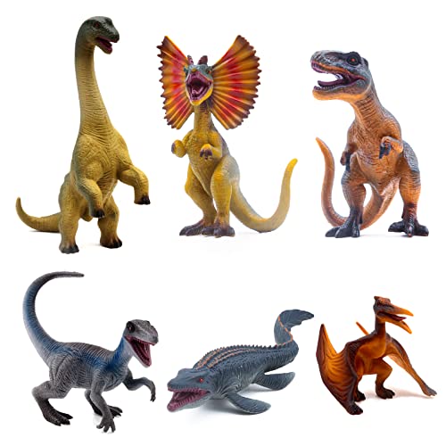 SIENON 6Pack Jurassic Dinosaurier-Spielzeugfiguren, realistisches Dinosaurier-Spielzeug-Set Dilophosaurus Blue Velociraptor T-Rex Mosasaurus Brachiosaurus Pterosaur Dinosaurier-Figuren Kuchen Topper von SIENON