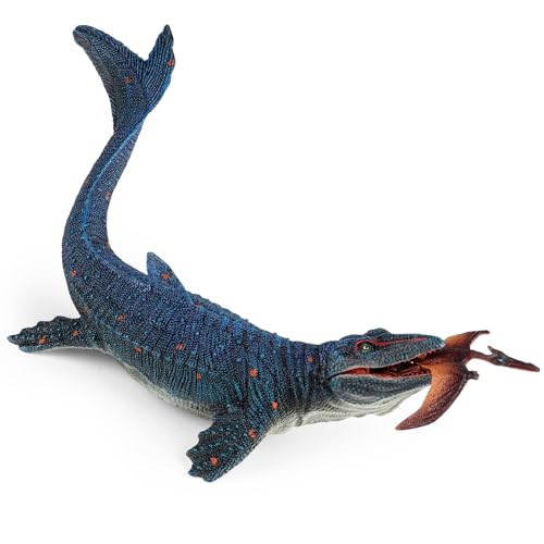 SIENON Jurassic Mosasaurus Dinosaurier Spielzeug Figur 29CM, Mosasaurus Jagd für Pterosaur Modell, große Kunststoff Ozean Dinosaurier Playset für Bad Spielzeug, Kuchen Topper (Pterosaurus enthalten) von SIENON