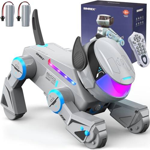 SIMREX Roboter Hund Spielzeug für Kinder, Interaktiver intelligenter Roboterhund mit Berührungssensor, Bluetooth-Fernbedienung, Tanz-Tricks, LED-Augen, Geburtstagsgeschenk für Jungen und Mädchen, Grau SIMREX Roboter Hund Spielzeug für Kinder, Interaktiver intelligenter Roboterhund mit Berührungssensor, Bluetooth-Fernbedienung, Tanz-Tricks, LED-Augen, Geburtstagsgeschenk für Jungen und Mädchen, Grau von SIMREX