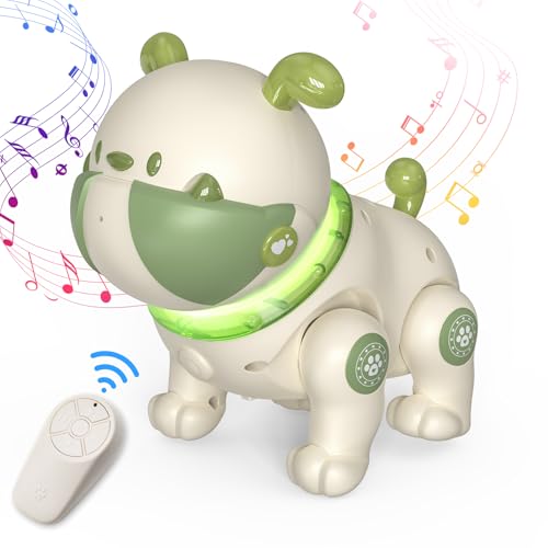 SIMREX Kleinkind-RC-Roboter-Hund-Spielzeug, ferngesteuertes Spielzeug für Kinder - Roboter-Hundewelpe, Gag-Hund Sprachaufnahme & Musik, furzende Berührungsreaktion, Tanzender und laufender Roboter von SIMREX