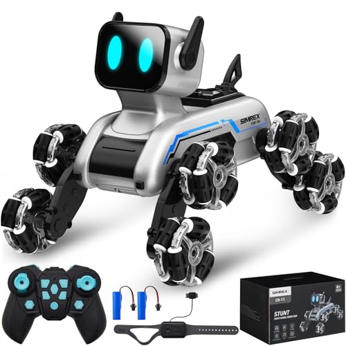 SIMREX Roboter Hund RC Stunt Auto Spielzeug - interaktive Fernbedienung Auto mit Gestentensteuerung & Mecanum Räder, LED-Augen, 3 Soundeffekte, Geburtstagsgeschenk für Kinder Jungen Mädchen Alter 6+ SIMREX Roboter Hund RC Stunt Auto Spielzeug - interaktive Fernbedienung Auto mit Gestentensteuerung & Mecanum Räder, LED-Augen, 3 Soundeffekte, Geburtstagsgeschenk für Kinder Jungen Mädchen Alter 6+ von SIMREX