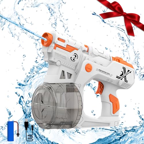 Wasserpistole Kinder 450ml Reichweite bis zu 7-8 M, orange Elektrische Wasserpistole, Automatische Wasserpistole für Erwachsene und Kinder, Spritzpistolen Spielzeug für Sommer Pool Strand von SIMSPEAR