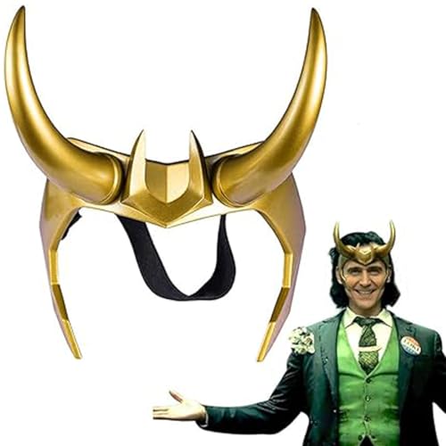 Loki Helm-Hörner Cosplay, 2021 TV Loki Serie Film Thor Ragnarok Loki Krone Maske Cosplay Halloween Kostüm Zubehör von SINSEN