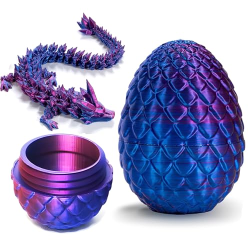 3D Gedrucktes Drachenei Beweglicher Drache Dracheneier mit Drachen im Inneren Drachenei Spielzeug Kristalldrachenspielzeug Drachenspielzeug für Kinder, Jungen und Mädchen von SINSEN