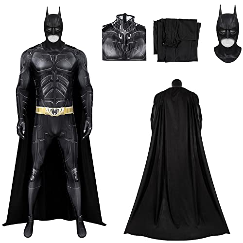 SINSEN Fledermaus-Superhelden-Kostüm für Erwachsene, Ritter, Cosplay, Overall, Umhang, Outfit, Maske für Halloween-Party, dunkel (3XL, Fledermaus-Kostüm + Maske) von SINSEN