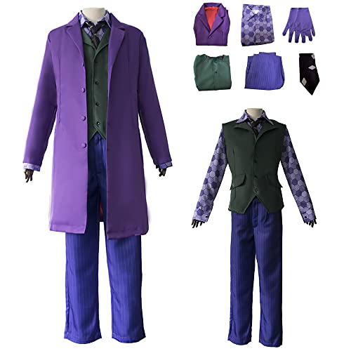 SINSEN Joker-Kostüm für Herren, 6-teilig, Cosplay, Ritterhose, Anzug für Erwachsene, Mantel, Hemd, Weste, Fasching, Halloween-Outfit (Größe XL) von SINSEN