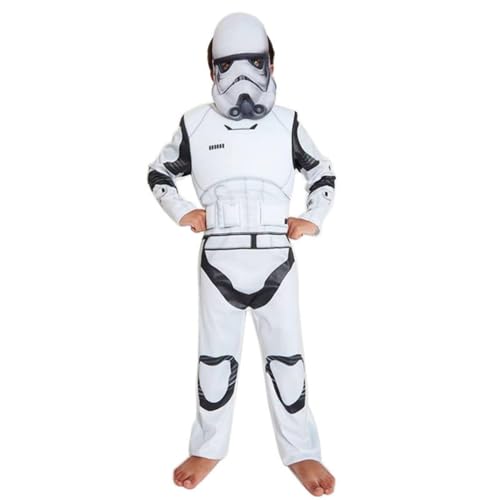 SINSEN Sturmtruppen Kostüm für Kinder Weißes Soldaten Overall mit Halbmaske für Halloween Cosplay Outfits für Jungen von 4 bis 10 Jahren von SINSEN