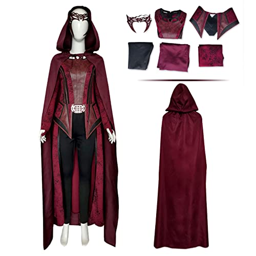 SINSEN Wanda Maximoff Kostüm Scarlet Witch Halloween Kostüm Anzug mit Wanda Umhang Kopfschmuck Halloween Party Requisiten (B, S) von SINSEN