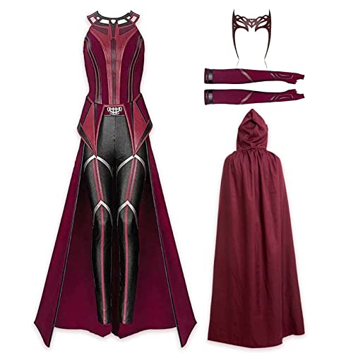 SINSEN Wanda Maximoff Kostüm Scarlet Witch Halloween Kostüm Anzug mit Wanda Umhang Kopfschmuck Halloween Party Requisiten (C, 2XL) von SINSEN