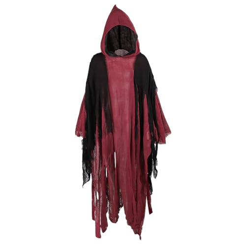 SIQITECH Halloween Umhang mit Kapuze Vampir Umhang Lange Skelett Kostüm Umhang Horror Umhang Cape Damen Herren Kapuzenumhang Mittelalter Halloween Kostüm für Cosplay Karneval Fasching Party von SIQITECH