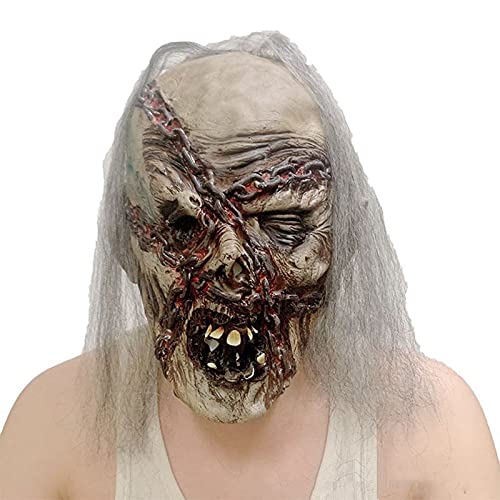 SIQITECH Kopfmaske Halloween Maske Böse Tote Gespenst Maske mit Haar Clown Maske Horror Vollkopf Maske Schrecklich Zombie Maske Gruseldekoration Maske Realistisch für Halloween Cosplay Party von SIQITECH