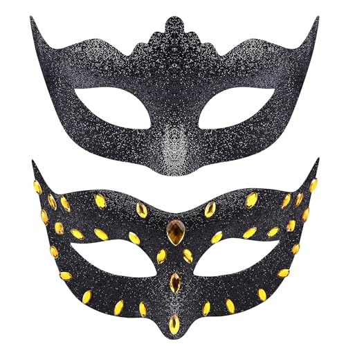 SIQUK 2 Stück Venezianischen Maske Paar Masquerade Maske Maskerade Masken Venezianischen Maske für Damen Herren Halloween Karneval Party Kostüm von SIQUK