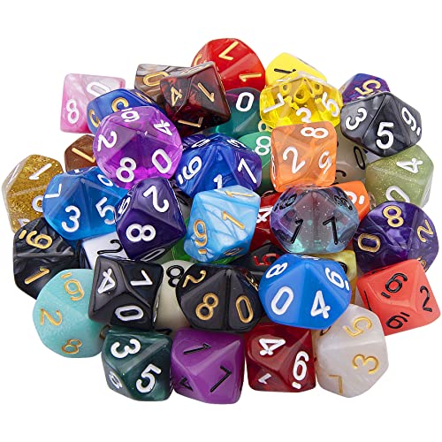 SIQUK 42 Stück Polyedrisch Würfel Set 10 Seitige Bunt Spiel D10 für DND MPG MTG Dungeons und Dragons von SIQUK