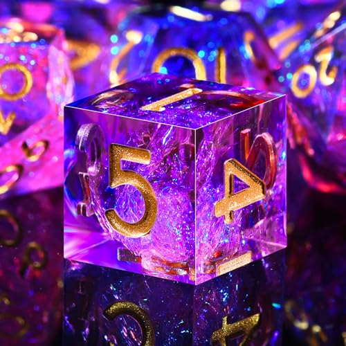 SIQUK 7 Stück Polyedrische Würfel Set 7 Polyedrische Würfel D4 D6 D8 D10 D12 D20 D% Spielwürfel für Dungeons and Dragons DND RPG MTG, Pfirsich & Blau von SIQUK