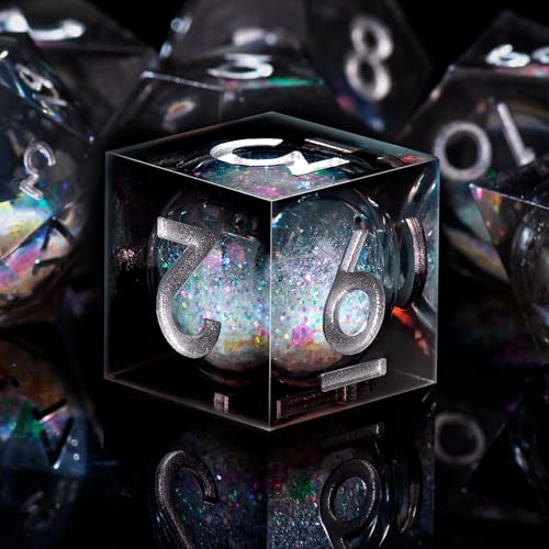 SIQUK 7 Stück Würfel Set Polyedrische Würfel Liquid Core Würfel D4 D6 D8 D10 D12 D20 D% Spielwürfel für DND RPG MTG, Schwarz & Silber SIQUK 7 Stück Würfel Set Polyedrische Würfel Liquid Core Würfel D4 D6 D8 D10 D12 D20 D% Spielwürfel für DND RPG MTG, Schwarz & Silber von SIQUK