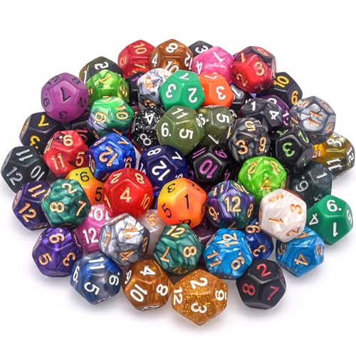 SIQUK 70 Stück Polyedrisch Würfel Set Würfel DND Spiel Würfel D12 Würfel Bunt Würfel 12 Seitige für Dungeons und Dragons von SIQUK