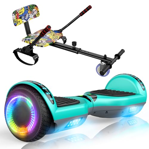 SISIGAD Hoberboard mit Hoverkart für Kinder,6,5-Zoll-Hoverboard mit zwei Rädern, Mit Bluetooth-Lautsprecher,Geschenk für Jugendliche und Erwachsene von SISIGAD