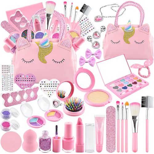 31PCS Kinderschminke Set Mädchen Schminkkoffer Mädchen Schminke Kinder Mädchen Schminkset Mädchen für Make Up 3 4 5 6 7 8 9 10 11 12 Jahre Schminkkasten ab Kosmetik Waschbar Einhorn Schminkzeug von SIUHEN