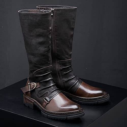 Renaissance Mittelalter Cosplay Stiefel - Festival LARP Schuhe Stiefel - PU Leder Stiefel Reiter Pferd Motorradstiefel für Damen Herren Cosplay (39) von SIULAS