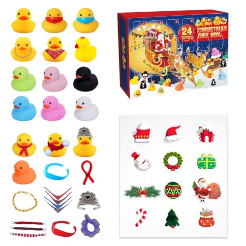 SIUVEY Gummi-Enten Adventskalender 2024, Adventskalender 2024,Christmas Vacation 2024 Advent Calendar，24 Tägiger Weihnachts Adventskalender,Weihnachts Countdown Kalender Geschenke (B) von SIUVEY