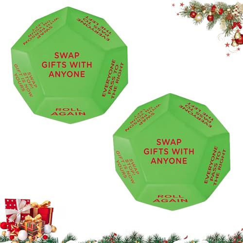 Santa Swap Gift Exchange Dice Games, Christmas Exchange Dice Game Exchange Dice Game Santa Swap Christmas Dice 12 Different Sides - 3 * 3 * 3in Christmas Group Party Game (2PCS) von SIUVEY