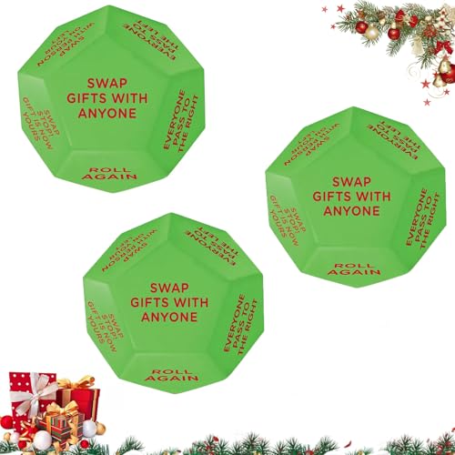 Santa Swap Gift Exchange Dice Games, Christmas Exchange Dice Game Exchange Dice Game Santa Swap Christmas Dice 12 Different Sides - 3 * 3 * 3in Christmas Group Party Game (3PCS) von SIUVEY