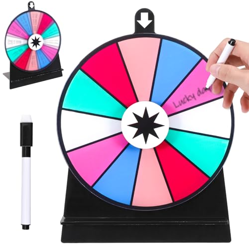 SIWOKJJO 15.2 cm Spin the Wheel, 12 Slots Spinning Wheel with Stand, Wheel of Fortune with Marker Pen, Prize Wheel, Wheel Spinner for Carnival Party in Party Pub Trade Show von SIWOKJJO