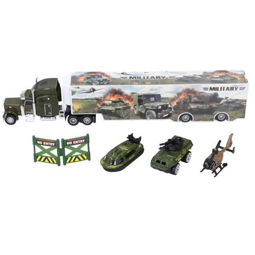 SIXRUN Militärfahrzeugträger Kinderspielzeug, Armeefahrzeug Spielzeug im Transporter, Military Carrier Vehicle Transport Truck Spielzeugauto für Drinnen Draußen von SIXRUN