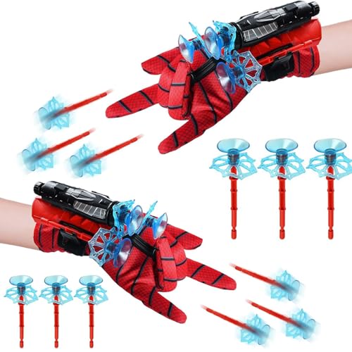 SIXSSSM Spider Launcher Handschuh,Spider Hero Handschuhe, Launcher Handgelenk Spielzeug,Hero Launcher, Spider Handschuhe Spinnennetz Launcher,Cosplay Glove Launcher(6-teiliges Saugnapf-Dart) von SIXSSSM