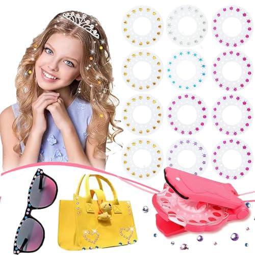 SIXSSSM Hair Bedazzler Kit,Glitzersteine Haare with 180 Hair Gems Diamond Machine Gemstone Styler Glitter Haare Glitzersteine Maschine with,Glam Styling Tool for Girls Kids (Rot) von SIXSSSM