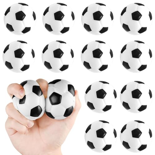 SIXSSSM 12 Stück Mini Fußball, Fussball Klein, Fußball Stressbälle, Mini Sportbälle, Softball Fußball, Mini Sportball aus Schaumstoff für Erwachsene und Kinder Fußball Tisch Spiel Bedarf von SIXSSSM