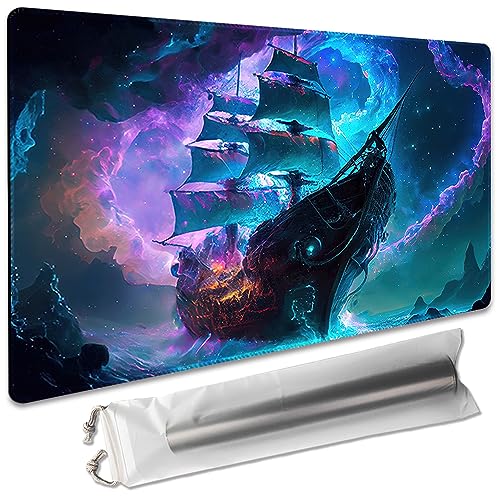 SIXTORE MTG Spielmatte, Größe 61 x 35,6 cm, inklusive Aufbewahrungstasche, genähte Feldregel-Zonen, Spielmatte für MTG-Kartenspiele für Anfänger (MTG2 - keine Zone) von SIXTORE