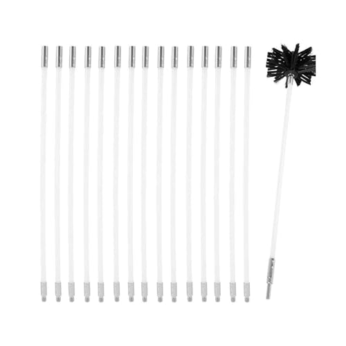 SIYAN Kaminbürstenstangen-Set, Kaminbürste, Schornsteinrohr-Reinigungsbürste, Schornsteinreinigungsbürsten-Set, mit flexiblen (18 Stangen, 410 mm) von SIYAN