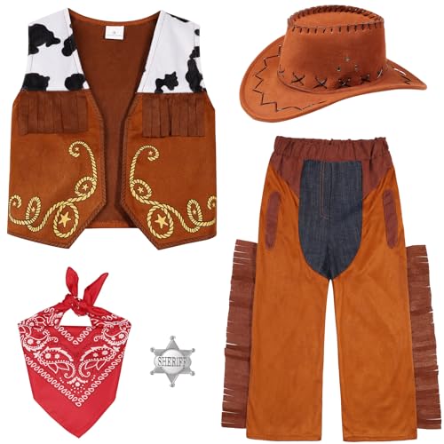 SIZGAROOT Cowboy-Kostüm für Kinder, Jungen, Kleinkind, Cowboy-Kostüm mit Hut, Halloween-Party, Verkleiden von SIZGAROOT