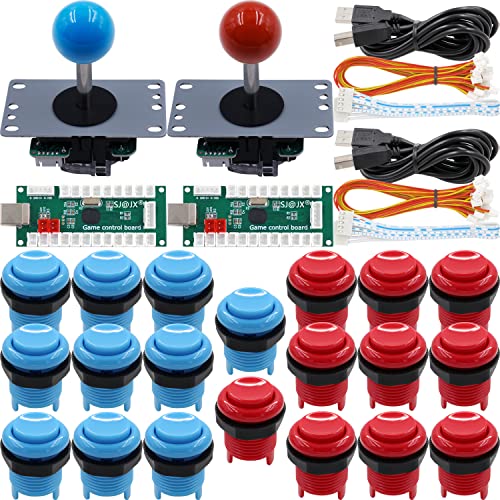 SJ@JX Arcade Game 2 Player Controller DIY Kit Microswitch Recessed Button 4&8 Way Joystick Zero Delay USB Encoder Fighting Stick Handles Console for PC MAME Raspberry Pi Retropie von SJ@JX