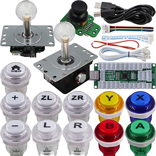 SJ@JX Arcade Game Controller 3D Gamepad Analog Stick Sensor Fly Joystick Microswitch MX LED Button USB Encoder Light Cable for PC PS3 Nintendo Switch Android Raspberry Pi von SJ@JX