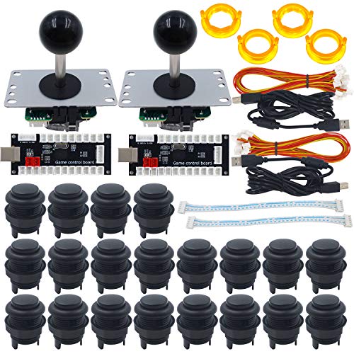 SJ@JX Arcade Game DIY Kit Arcade Matt Black Button Twins USB Encoder Zero Delay 4 & 8 Way Arcade Fighting Joystick Controller für PC MAME Respberry Pi Retropie von SJ@JX