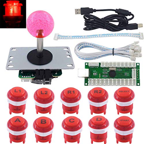 SJ@JX Arcade Game LED DIY Kit Mechanical Keyboard Switch LED Button PC MAME Retropie Arcade Joystick Controller Zero Delay USB Encoder von SJ@JX