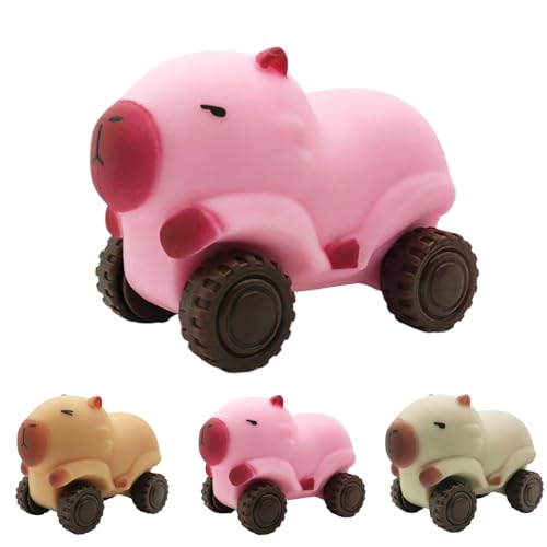 Capybara-Sensorik-Zappelspielzeug mit Rädern, Capybara-Auto-ZiehspielzeugWeihnachtsmann-Dekoration – Capybara-Spielzeug zum Stressabbau mit Rädern, Capybara Stretch Squeeze Spielzeugauto (Pink) von SJIESOG