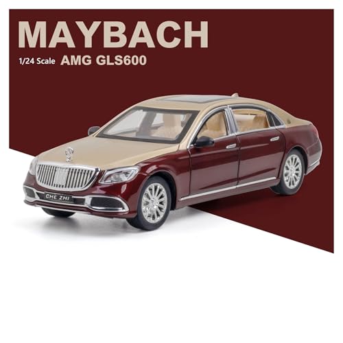 Druckguss-Modellauto 1/24 Maybach AMG S600 Spielzeugauto-Modell, Miniatur-Druckguss-Legierung aus Metall mit Rückziehfunktion, Sound- und Licht-Sammlung, Freilauf, Geschenk für Jungen(Black) von SJOIOOP