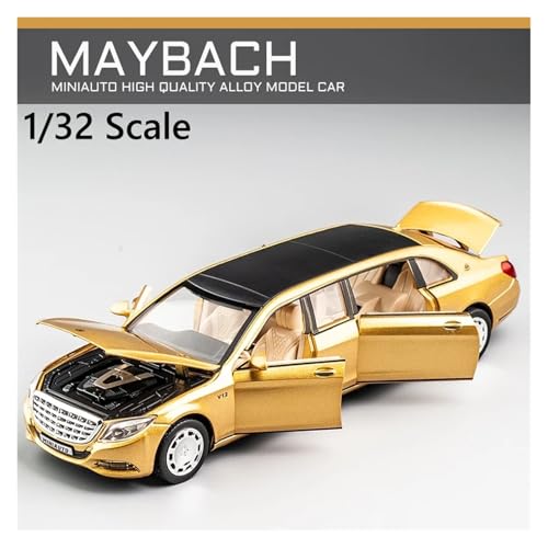 Druckguss-Modellauto 1/24 Maybach AMG S600 Spielzeugauto-Modell, Miniatur-Druckguss-Legierung aus Metall mit Rückziehfunktion, Sound- und Licht-Sammlung, Freilauf, Geschenk für Jungen(Red) von SJOIOOP