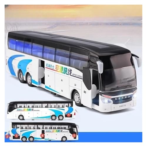 Druckguss-Modellauto 1/50 SETRA Luxus-Reisebus-Spielzeugauto, Druckguss-Miniaturmodell, zurückziehbar, Sound und Licht, pädagogische Sammlung, Geschenk für Jungen und Kinder(Dark Khaki) von SJOIOOP