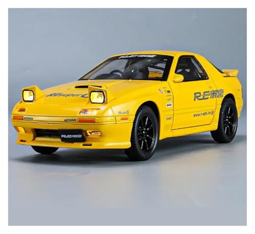 Druckguss-Modellauto 1:24 RX7 Sportwagenmodell aus Legierung, Druckguss-Metallspielzeug, Rennfahrzeuge, Automodell, Simulation, Ton und Licht, Kinderspielzeug, Geschenk(Yellow) von SJOIOOP