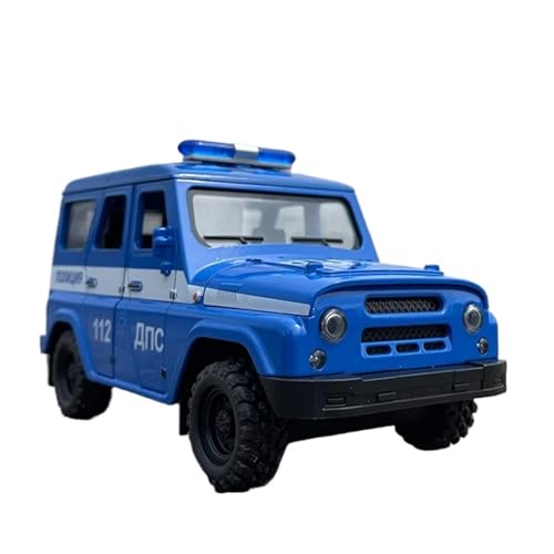 Fahrzeugmodelle 1/18 UAZ Hunter Legierung Automodell Druckguss Metall Polizei Geländewagen Automodell Sound und Licht Kinderspielzeug Geschenk(Blue) von SJOIOOP