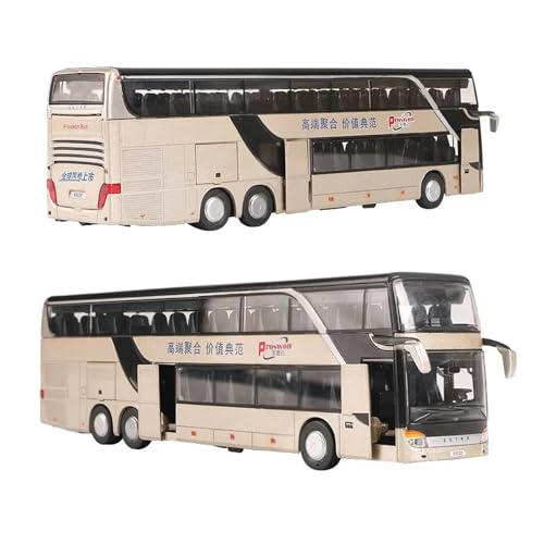 SJOIOOP Druckguss-Modellauto 1/50 SETRA Luxus-Reisebus-Spielzeugauto, Druckguss-Miniaturmodell, zurückziehbar, Sound und Licht, pädagogische Sammlung, Geschenk für Jungen und Kinder(Chocolate) von SJOIOOP