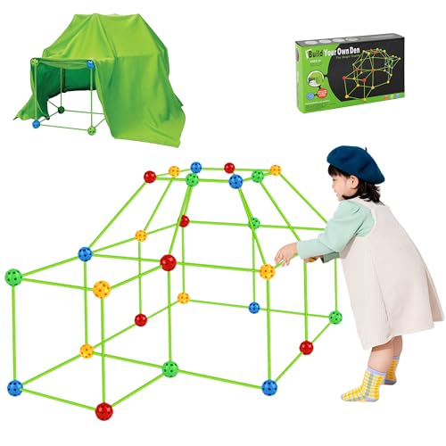 SK MISS Höhle Bauen Kinder, 155 PCS DIY Zelt Bauspielzeug, Fort Konstruktionsspielzeug Indoor Outdoor ab 4 5 6 7+ Jahre, Play Tent, STEM Lernspielzeug Geschenke für Mädchen Jungen von SK MISS