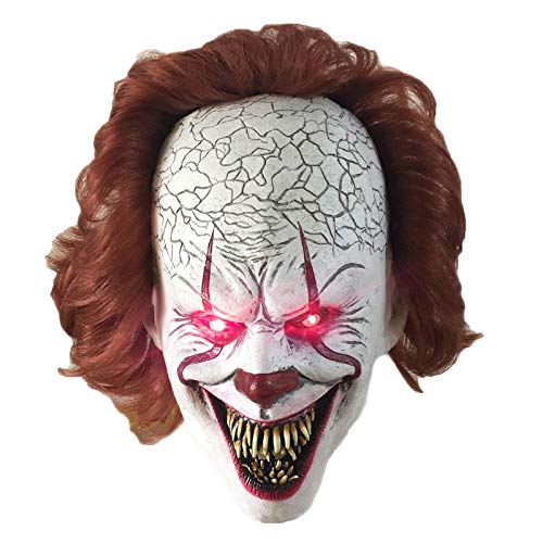 SK MISS Halloween Clown Maske, LED leuchtende Maske, Clown Maske leuchtet, Festival Halloween Kostüm Cosplay Requisite für Erwachsene (Leuchtende) von SK MISS