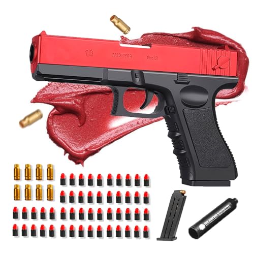 SK MISS Spielzeug Pistole Kinder, Toy Gun Pistol Fidget, Spielzeug Pistole Schaum Blaster mit 50 Weicher Kugel, Pistole Spielzeugpistolen für Kinder ab 6 7 8 9+ Jahren (Rot) von SK MISS