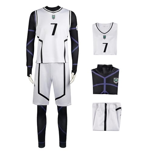 SKAYWHUK Anime Blue Lock Cosplay Kostüm Isagi Yoichi Chigiri Hyoma Fußballtrikot T-Shirt Shorts Socken für Männer Frauen von SKAYWHUK